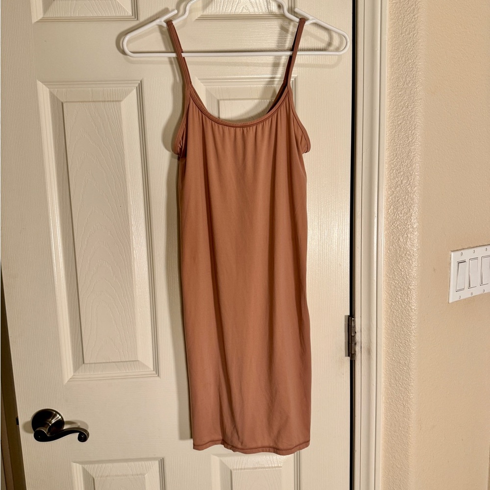 Skims mini beige bodycon dress slip size large